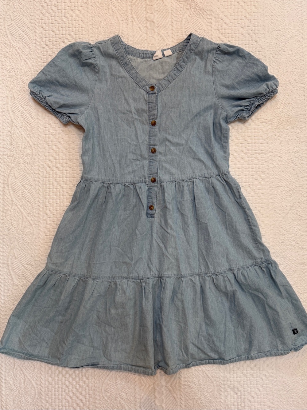 Gap Kids Chambray Denim Dress Girls Size XL 14 16 Short Sleeve 100% Cotton